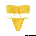 DIDK Women's 2 Pieces Bandeau Bikini Swimsuits Lace Up High Waist Bathing Suit High Cut Yellow B07BPWV6Y5